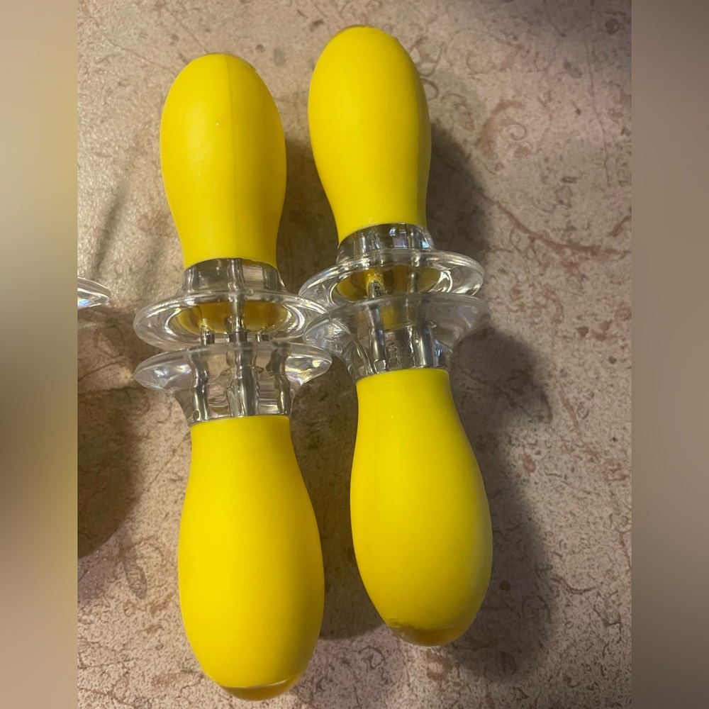 Vibrant Yellow Corn Cob holders with Clear Accents